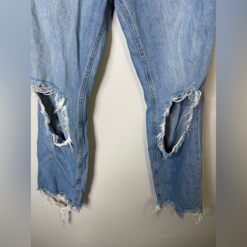 Free People Maggie Mid Rise Light Stone Washed Blue Jeans Sz 27 Raw Hem - Picture 4 of 10
